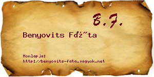 Benyovits Fáta névjegykártya